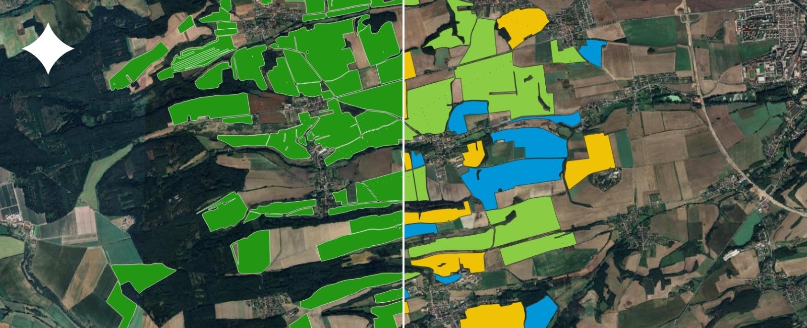 satelitní snímek polí